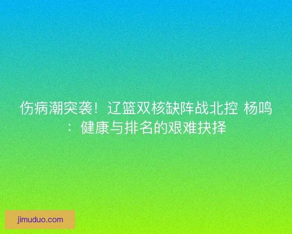 伤病潮突袭！辽篮双核缺阵战北控 杨鸣：健康与排名的艰难抉择